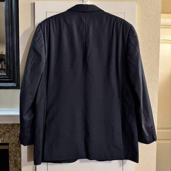 Canali Two Button Single Breasted Wool Blazer Graph Checked Blue Pockets Sz 44R - Picture 2 of 14